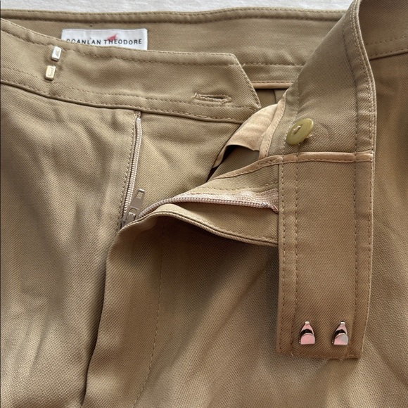 Scanlan Theodore Beige Flat Front Straight Wide Leg Trousers Size 6 - Picture 6 of 8